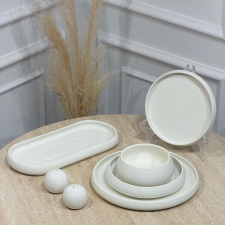 طقم صحون بورسلان /27 ابيض سادة JE8109++